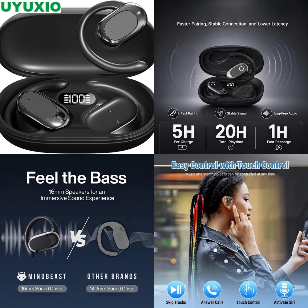 Bone Conduction Running Headphones - Open Ear Earbuds and Wireless Headphones