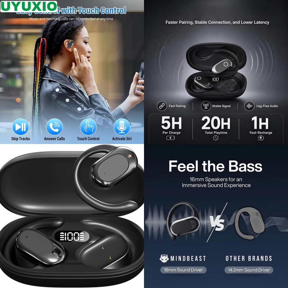 Open Ear Headphones and Wirele - Bone Conduction Running Headphones ulasan dan harga