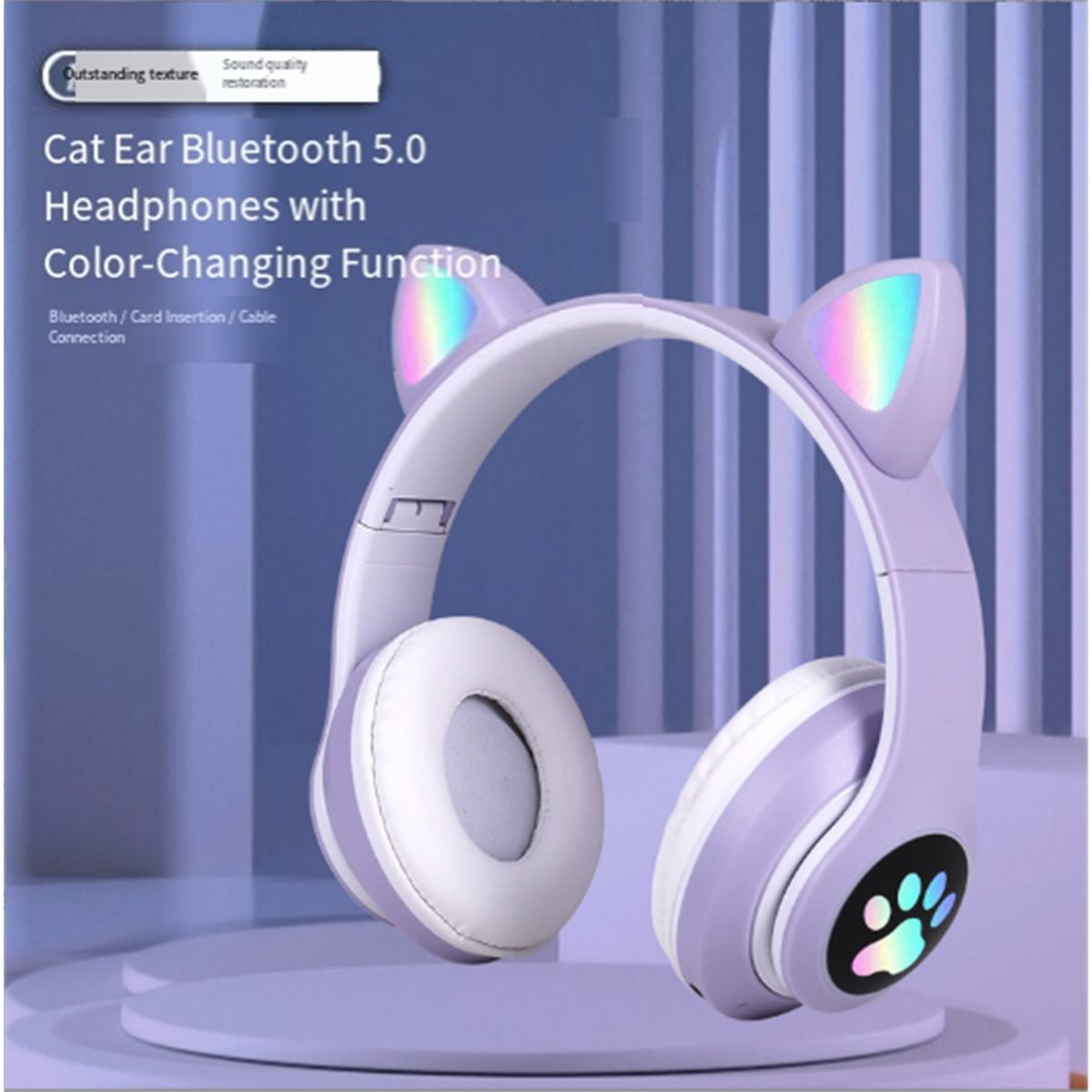 DT[Set of ]D1585-Cute Cat Ear  - Cat Ear Bluetooth Headset Led ulasan dan harga