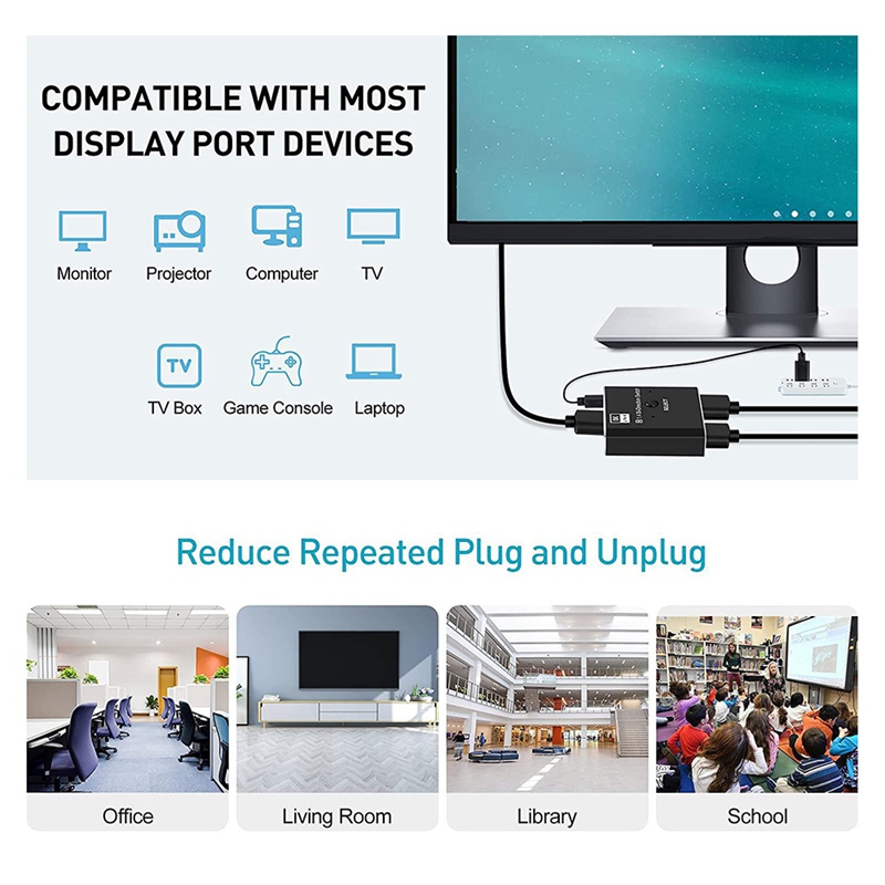 8K DisplayPort Switch 2 in 1 O - Laptops ulasan dan harga